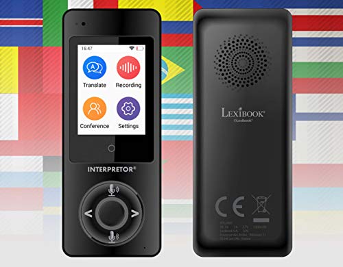 Interpretor®, Traductor de voz instantáneo, Traducciones precisas de calidad profesional, 75 idiomas, Pantalla táctil, Modo intérprete de Grupo, Bluetooth, Wi-Fi, Jack para Auriculares, negro, NTL2000