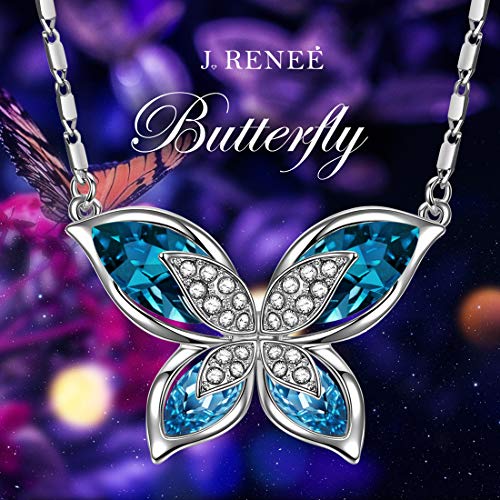 J. RENEÉ Mariposa Colgante Mujer, con Cristal Azul de Swarovski, Collares Mujer, Regalos Mujer