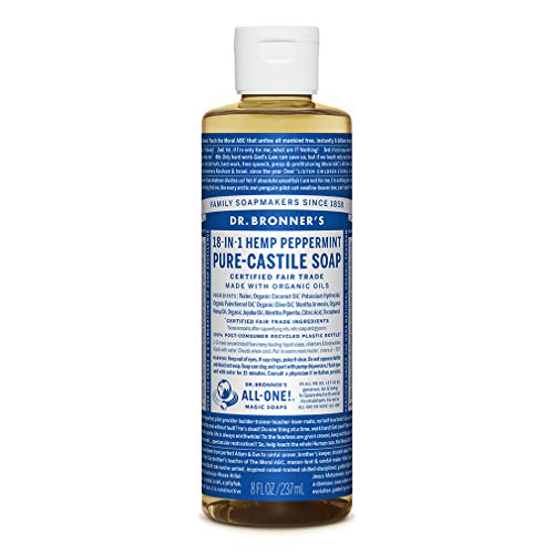 Jabón de menta de Dr Bronner's, Pure Castile, 237ml, 100 % orgánico