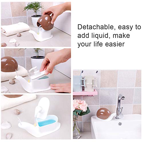 Jabón Dispensador de Líquidos En Forma de Caracol Estilo de Prensa Dispensadores de Loción para Mostrador Bomba Botella Hogar Cocina Accesorios de Baño (120 ML)(Brown)