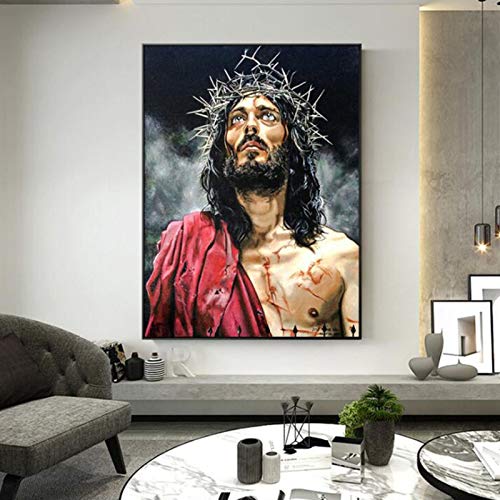 Jcnfa Cartel De La Serie Religiosa De Jesús/Mural De La Lona, Wall Art Ilustraciones, Pintura Religiosa For La Decoración De La Pared del Baño del Dormitorio De La Sala De Estar