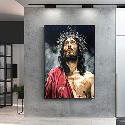 Jcnfa Cartel De La Serie Religiosa De Jesús/Mural De La Lona, Wall Art Ilustraciones, Pintura Religiosa For La Decoración De La Pared del Baño del Dormitorio De La Sala De Estar