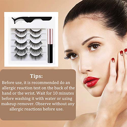 Johiux Pestañas Magneticas, Pestañas Postizas Magnéticas Naturales, 5 Pares 3D Sin Pegamento Delineador de Ojos Magnético y Juego de Pestañas Magnéticas. (Regular)