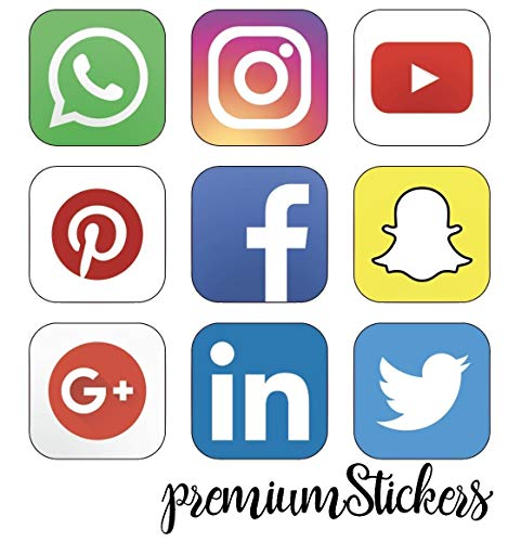 Juego de 9 pegatinas de vinilo para iconos redes sociales, tiendas, cafeterías, bares y restaurantes, animals