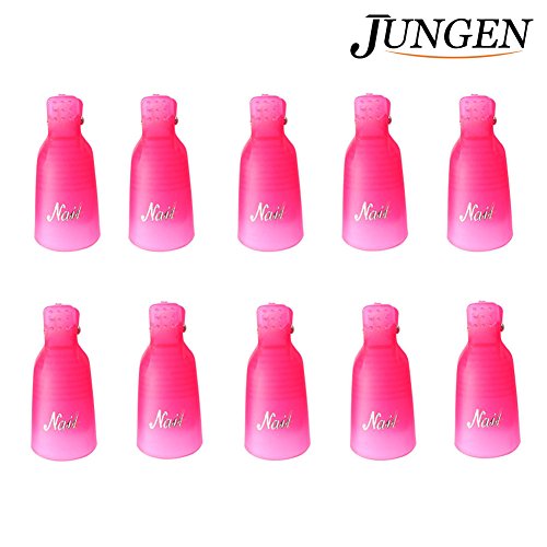 JUNGEN 10 Piezas Clip de Removedor de Esmaltes de Uña Plástico Herramientas de Eliminación de Gel de Uñas Pinza de Arte de Uñas
