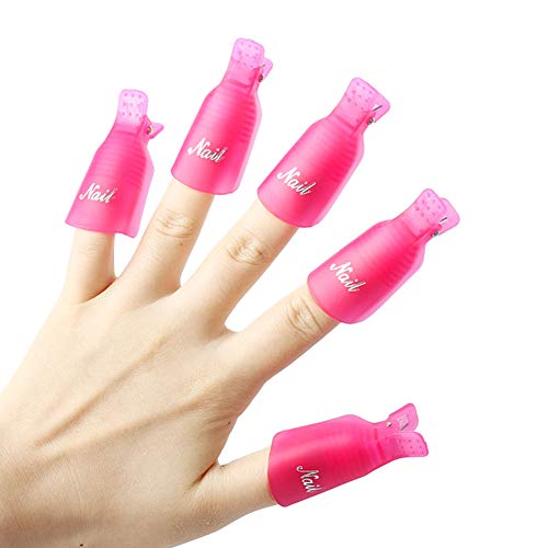 JUNGEN 10 Piezas Clip de Removedor de Esmaltes de Uña Plástico Herramientas de Eliminación de Gel de Uñas Pinza de Arte de Uñas