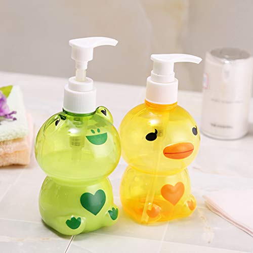 JunYe 250 ml Dispensador de jabón portátil Niño Lindo Animal Rana/Forma de Pato Tipo de Prensa Dividir Bomba vacía Botella Champú Ducha Contenedor Color Aleatorio