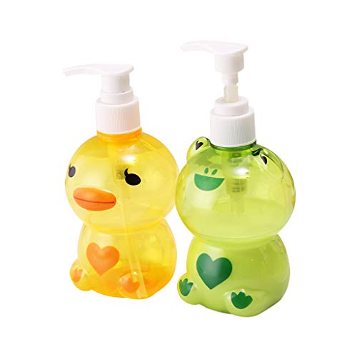 JunYe 250 ml Dispensador de jabón portátil Niño Lindo Animal Rana/Forma de Pato Tipo de Prensa Dividir Bomba vacía Botella Champú Ducha Contenedor Color Aleatorio