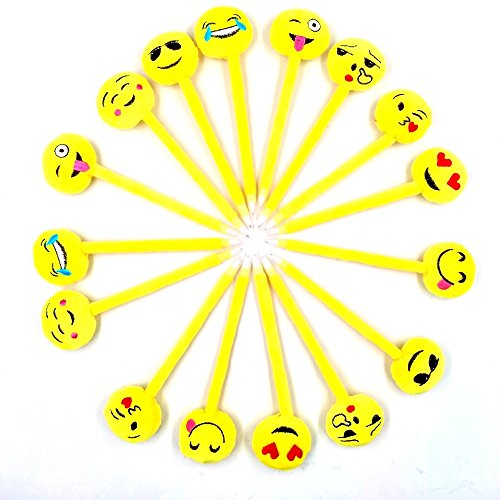 JZK 16 Bolígrafos plumas novedad para niños linda emoji peluche ballpoint pen biro bolígrafo regalo papelería para chicas niños cumpleaños fiesta relleno bolsas favor fiesta