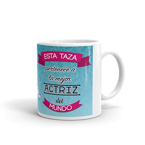 Kembilove Taza de Café de la Mejor Actriz del Mundo – Taza de Desayuno para la Oficina – Taza de Café y Té para Profesionales – Taza de Cerámica Impresa – Tazas Profesiones Actrices
