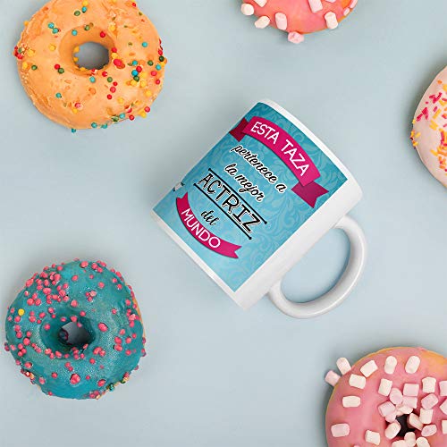 Kembilove Taza de Café de la Mejor Actriz del Mundo – Taza de Desayuno para la Oficina – Taza de Café y Té para Profesionales – Taza de Cerámica Impresa – Tazas Profesiones Actrices