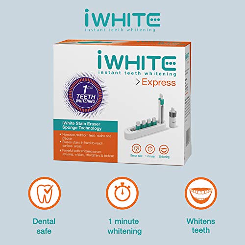 Kit de blanqueamiento iWhite Express - Aplicador para blanqueamiento dental - Resultados en solo un minuto - Ingredientes probados clínicamente - Fortalece y protege el esmalte