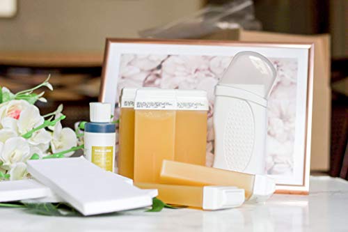 Kit Depilacion Calentador de Cera Roll On Fundidor Electrico Depiladora Easy Wax Depilación con Bandas Hombre y Mujer Mealiss 100