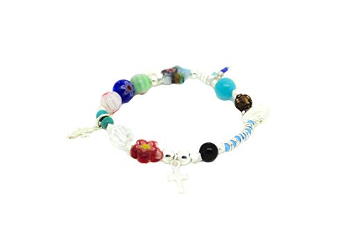 Kokomorocco Pulsera Historia de Jesús, comunión, Plata de Ley, Regalo Cuento con Detalle de la Historia más Bella del Mundo y el Significado de Cada abalorio 15 cm, Caja y Bolsa de Regalo Incluido