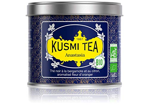 Kusmi Tea - Anastasia - Té negro orgánico con bergamota y limón, con sabor a azahar - Lata de 100g