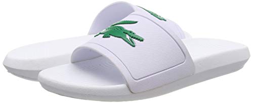 Lacoste Croco Slide 119 1 CMA, Sandalias de Punta Descubierta para Hombre, Blanco (White/Green), 43 EU