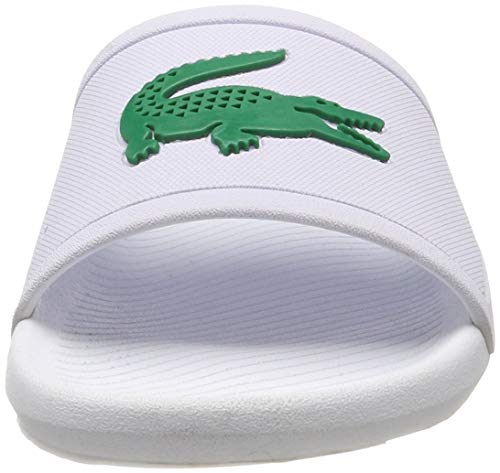 Lacoste Croco Slide 119 1 CMA, Sandalias de Punta Descubierta para Hombre, Blanco (White/Green), 43 EU