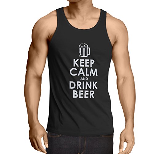 lepni.me Camisetas de Tirantes para Hombre Mantenga la Calma y Beba Cerveza Citas de Alcohol Regalos Divertidos (XX-Large Negro Fluorescente)