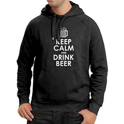 lepni.me Sudadera con Capucha Mantenga la Calma y Beba Cerveza Citas de Alcohol Regalos Divertidos (Medium Negro Fluorescente)
