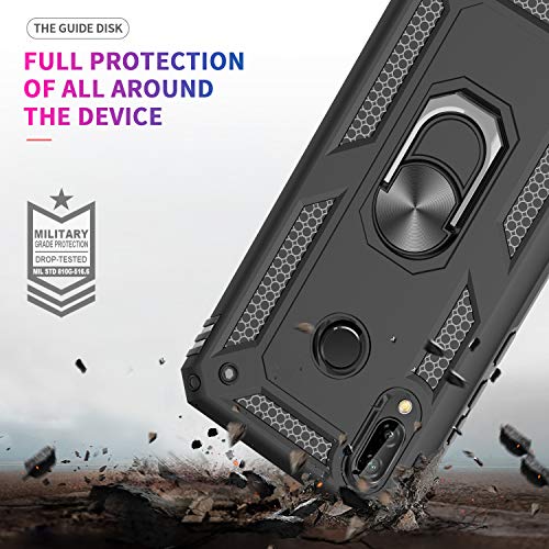 LeYi Funda XiaoMi Redmi Note 7 con HD Protectores de Pantalla, Armor Carcasa con 360 Grados Anillo iman Soporte Hard PC y Silicona TPU Bumper Antigolpes Case para Movil Redmi Note 7,Negro