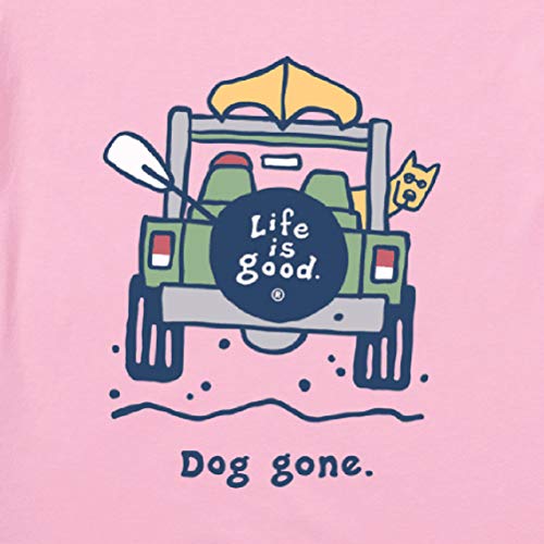 Life Is Good - Camiseta para Mujer, diseño de Perro con Texto en inglés Crusher Rocket Dogone Happy Pink, tamaño Grande