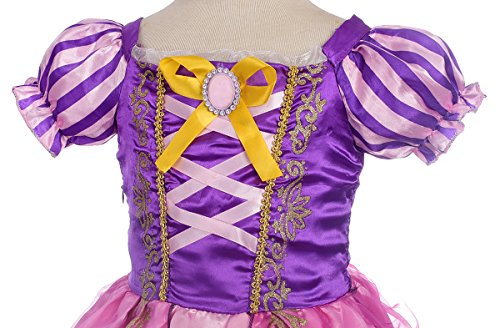 Lito Angels Niñas Disfraces de Princesa Rapunzel Vestidos de Princesa para niña Vestido de Fiesta Elegante Talla 4 años