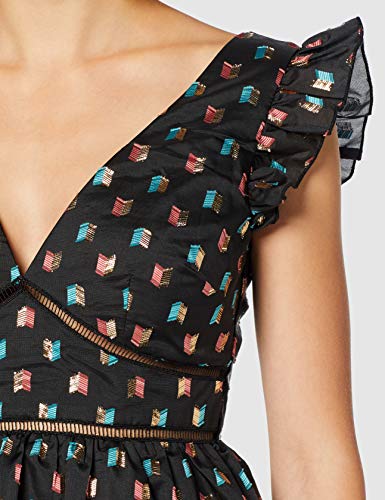 Little Mistress Jemima Black Geo Emrboidery Skater Dress Vestido Fiesta Mujer, Multicolor (Multi 001), 38 (Talla del Fabricante: 10)