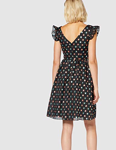 Little Mistress Jemima Black Geo Emrboidery Skater Dress Vestido Fiesta Mujer, Multicolor (Multi 001), 38 (Talla del Fabricante: 10)