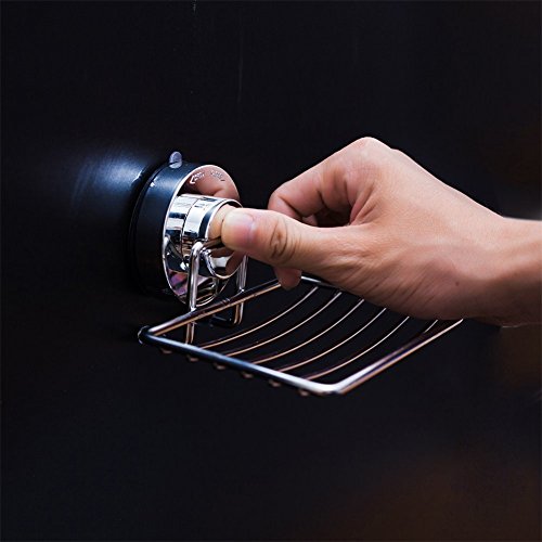 Locisne SUS304 Jabonera de Pared con Ventosa,Acero inoxidable Vacuum Estuche Ahorrar Jabón Estantería almacenamiento de Ducha cocina