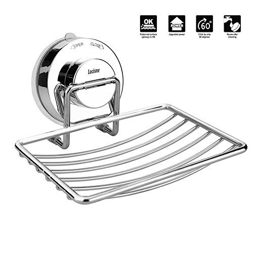 Locisne SUS304 Jabonera de Pared con Ventosa,Acero inoxidable Vacuum Estuche Ahorrar Jabón Estantería almacenamiento de Ducha cocina