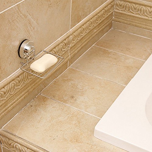 Locisne SUS304 Jabonera de Pared con Ventosa,Acero inoxidable Vacuum Estuche Ahorrar Jabón Estantería almacenamiento de Ducha cocina