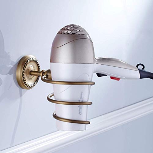 LOSYU Estante de secador de Pelo esculpido en latón Antiguo Europeo, Soporte for secador de Pelo en Espiral montado en la Pared, Organizador de Herramientas for el Cuidado del Cabello, Compatible con