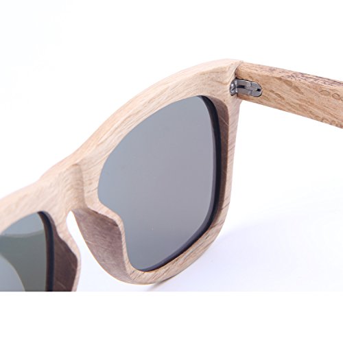 LY4U Gafas de sol de madera para hombres y mujeres Gafas de sol vintage Lentes polarizadas Gafas de sol con caja de bambú
