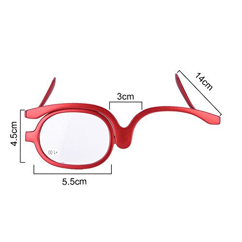 Magnifique los vidrios del maquillaje del ojo sola lente vidrios giratorios herramienta esencial del maquillaje de las mujeres(rojo 150)
