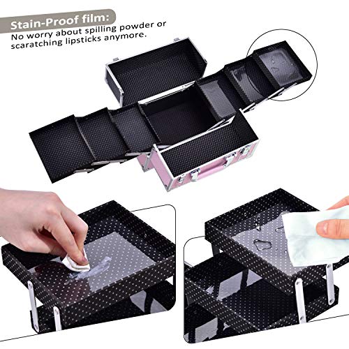 Maletin Maquillaje Grande Profesional Neceser Organizador Maquillaje Vacio para Maquilladores Caja Maquillaje de Viaje Joyero Organizador Esmalte de Uñas con 6 Bandejas Regalos para Mujer, Rosa