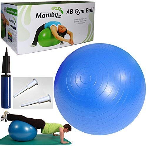 Mambo 05-010102 - Pelota de entrenamiento (plástico ABS y bomba de aire, 45 cm), color amarillo, color azul, tamaño 75cm, 1, 75 x 1 x 1centimeters