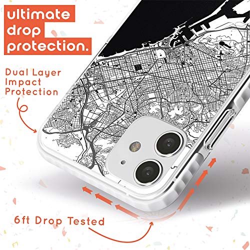 Mapa de Barcelona, ​​España Impact Funda para iPhone 11 TPU Protector Ligero Phone Protectora con Viaje España Pasión De Viajar Calles Europa
