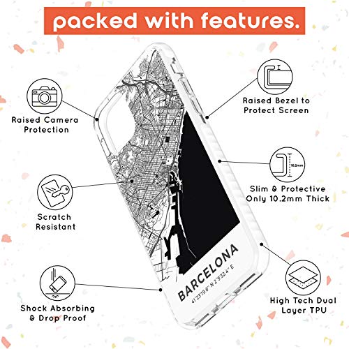 Mapa de Barcelona, ​​España Impact Funda para iPhone 11 TPU Protector Ligero Phone Protectora con Viaje España Pasión De Viajar Calles Europa