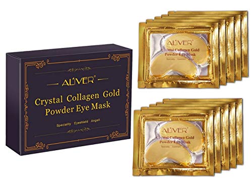 Mascarilla de ojos de colágeno con oro de 24 quilates. Paquete de 10 pares de mascarillas. De Aliver