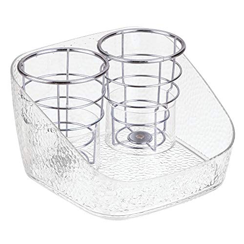 mDesign Organizador para Cuidado de Cabello – Soporte para secador de Pelo, Plancha, cepillos y Productos de peluquería – Ideal como Organizador de tocador o Estante de baño – Transparente