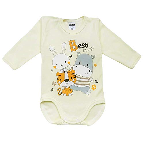 MEA BABY - Body unisex de manga larga para bebé, 100% algodón, pack de 5, manga larga para bebé, con estampado, manga larga para niña, manga larga para bebé Jungen 2 62 cm