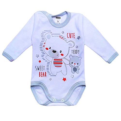 MEA BABY - Body unisex de manga larga para bebé, 100% algodón, pack de 5, manga larga para bebé, con estampado, manga larga para niña, manga larga para bebé Jungen 2 62 cm
