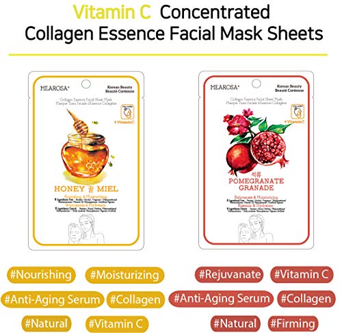 MEAROSA Esencia de colágeno lámina de máscara anti envejecimiento Crema hidratante producto de cuidado de la piel PremiunQuality (paquete colágeno Variety)
