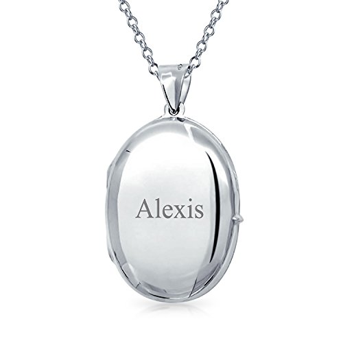 Mediano simple domo ovalo documentos de bala para las mujeres adolescentes sostienen imágenes pulido 925 plata medallón collar colgante 1.25 pulgadas