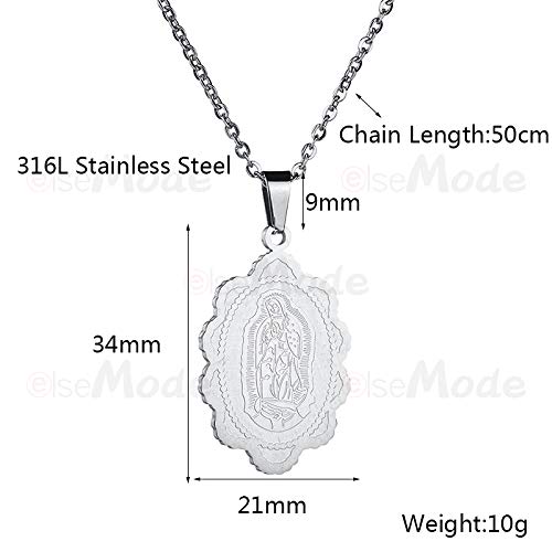 MINTUAN Exfoliante Ovalado Virgen María Collares Pendientes Acero Inoxidable Collar de Cadena de Acero Joyería católica Hombres Mujeres Amuleto Regalos