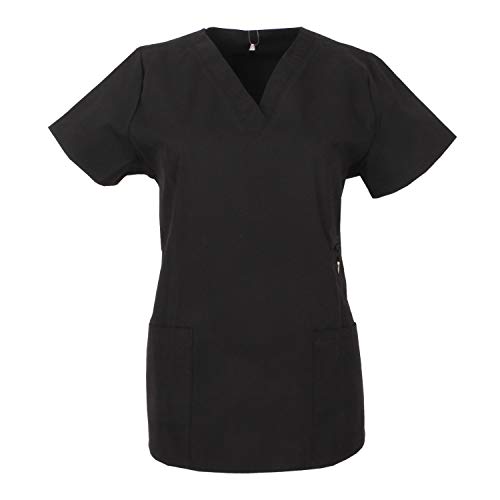 MISEMIYA - Casaca Mujer Mangas Cortas Uniforme Laboral CLINICA Estética Limpieza Veterinaria SANIDAD Dentista HOSTELERÍA Ref.707 - S, Negro