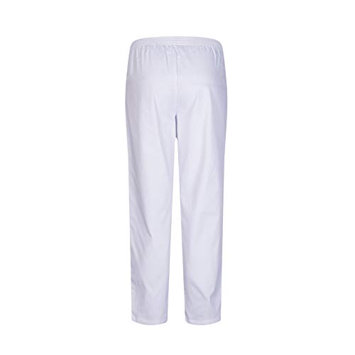 MISEMIYA - PANTALÓN Sanitarios Unisex Cintura ELÁSTICA Uniforme Laboral MÉDICO Enfermera Limpieza Veterinaria SANIDAD HOSTELERÍA- Ref.8312 - S, Blanco