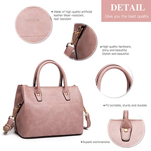 Miss Lulu Bolsos Totes Mano para Mujer Hombro Cuero de PU Bandolera (Rosa)