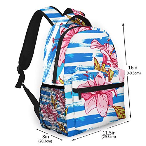 Mochilas Escolares, Flor de Lirios Tigres a Rayas Mochila Hombre Mujer Casual Mochila para Portatil 14 Pulgadas Mochila Universidad Resistente Mochila Instituto