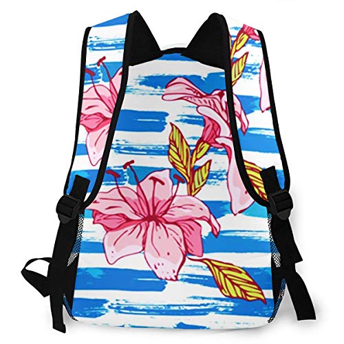 Mochilas Escolares, Flor de Lirios Tigres a Rayas Mochila Hombre Mujer Casual Mochila para Portatil 14 Pulgadas Mochila Universidad Resistente Mochila Instituto